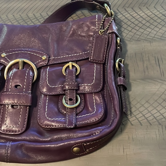 Coach Purple Double Buckle Leather Purse, Purple with Gold Hardware - Picture 11 of 11